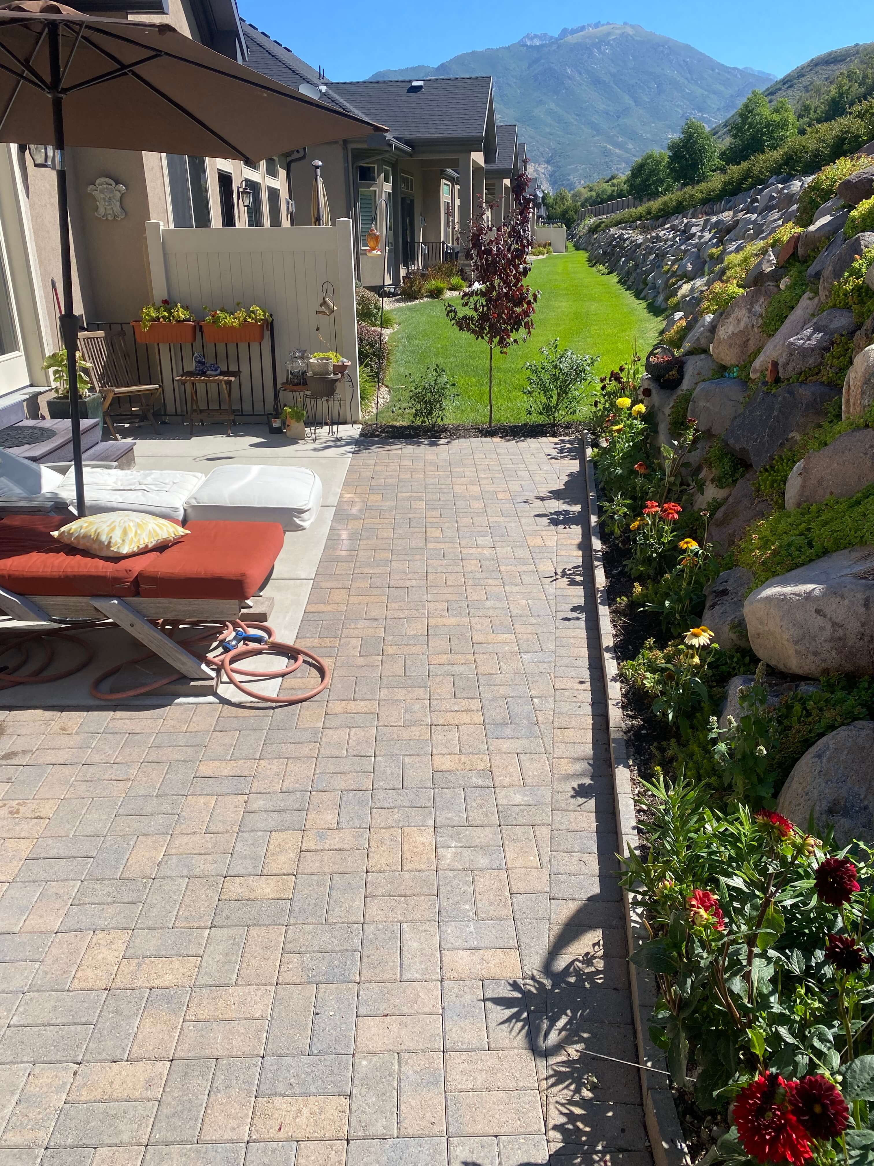 Custom landscaping project with professional installation and design